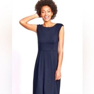 Boden Women Size 8L Navy Blue Jersey Stretch Sleeveless Minimalist Midi Dress